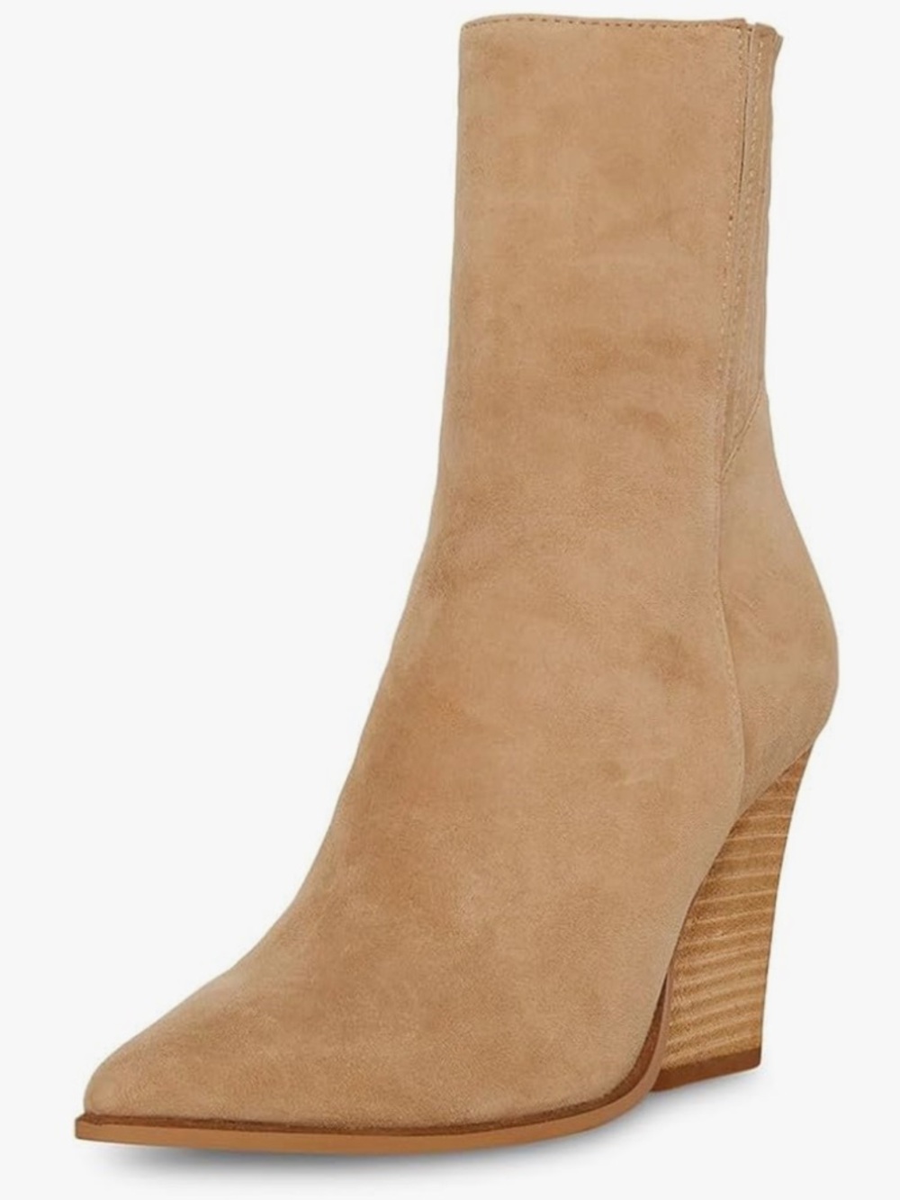 Steve Madden Rickki Tan Suede Pointed-Toe Block Heel Ankle Boots Womenโs Size 9M
